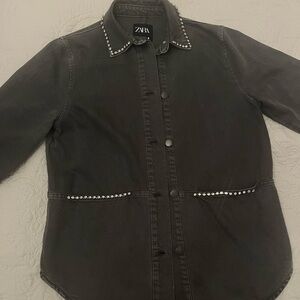 Zara Dark Gray Studded Jean Jacket